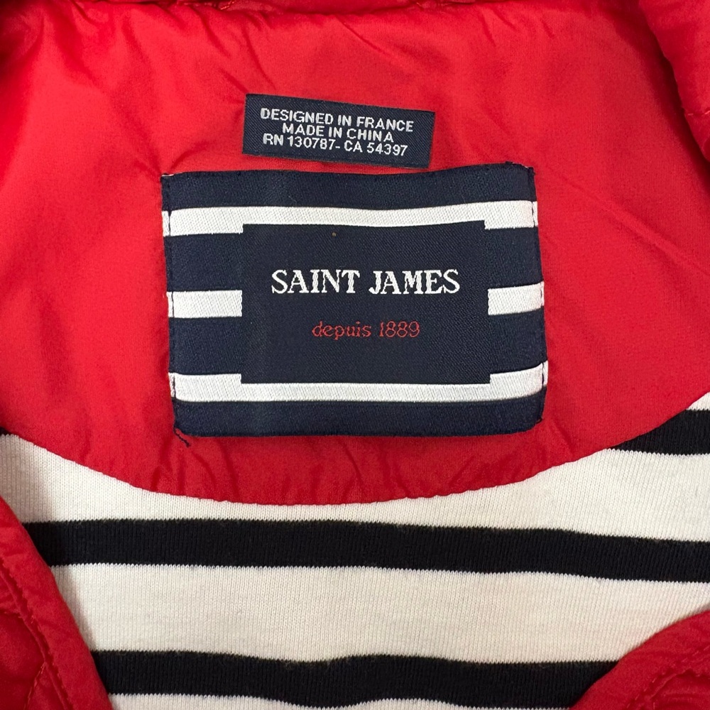 Saint James Red and Navy Striped Interior Quilted Jacket - Picture 3 of 6